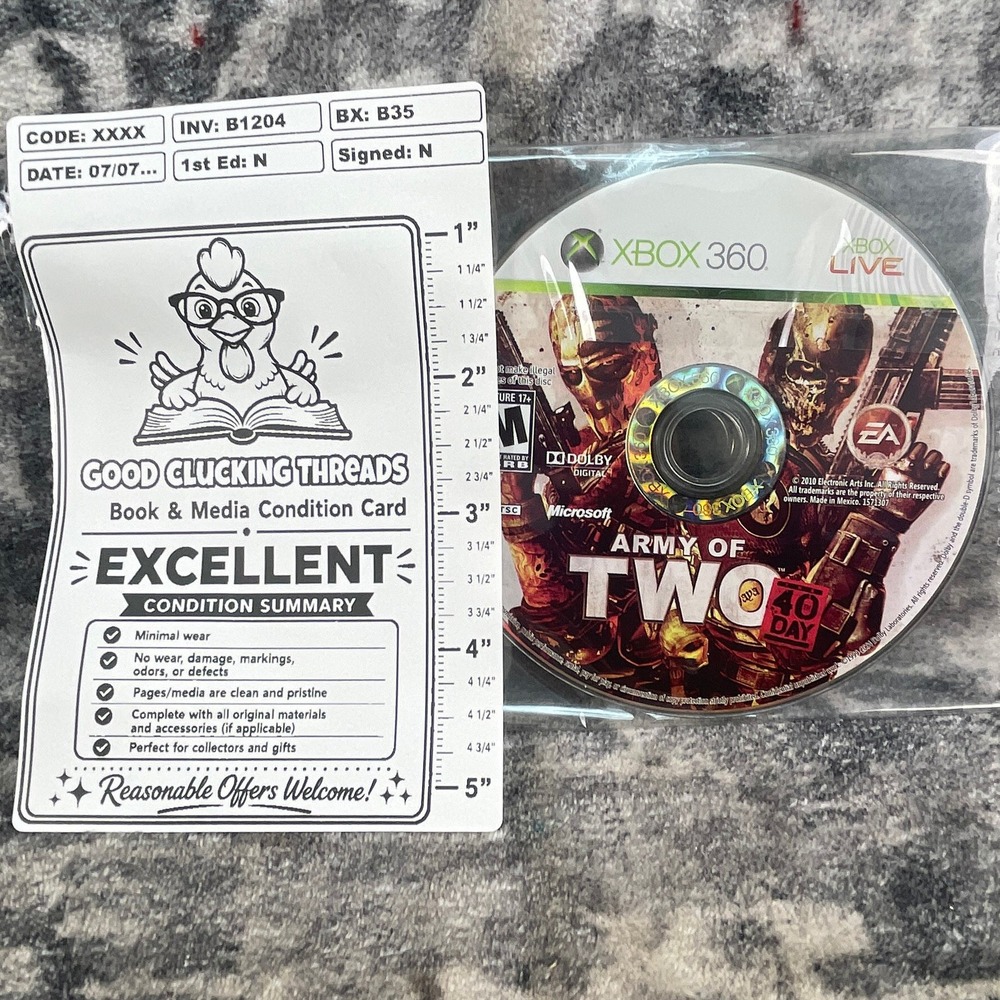 Army of Two The 40th Day Xbox 360 EA 2010 Tactical Co-op Shooter Game Disc